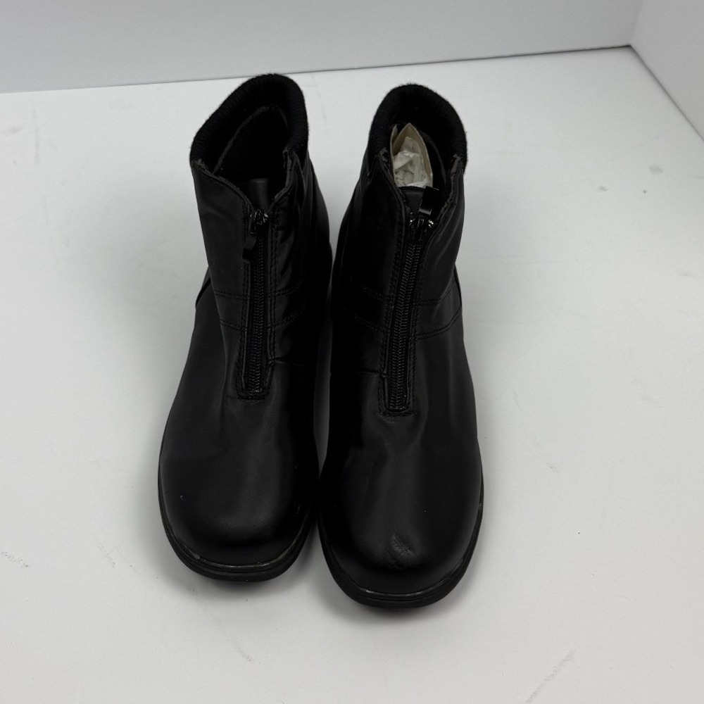 Angel Steps Womens Black Front Zip Ankle Boots Ribbed Knit Collar Size 7.5W
